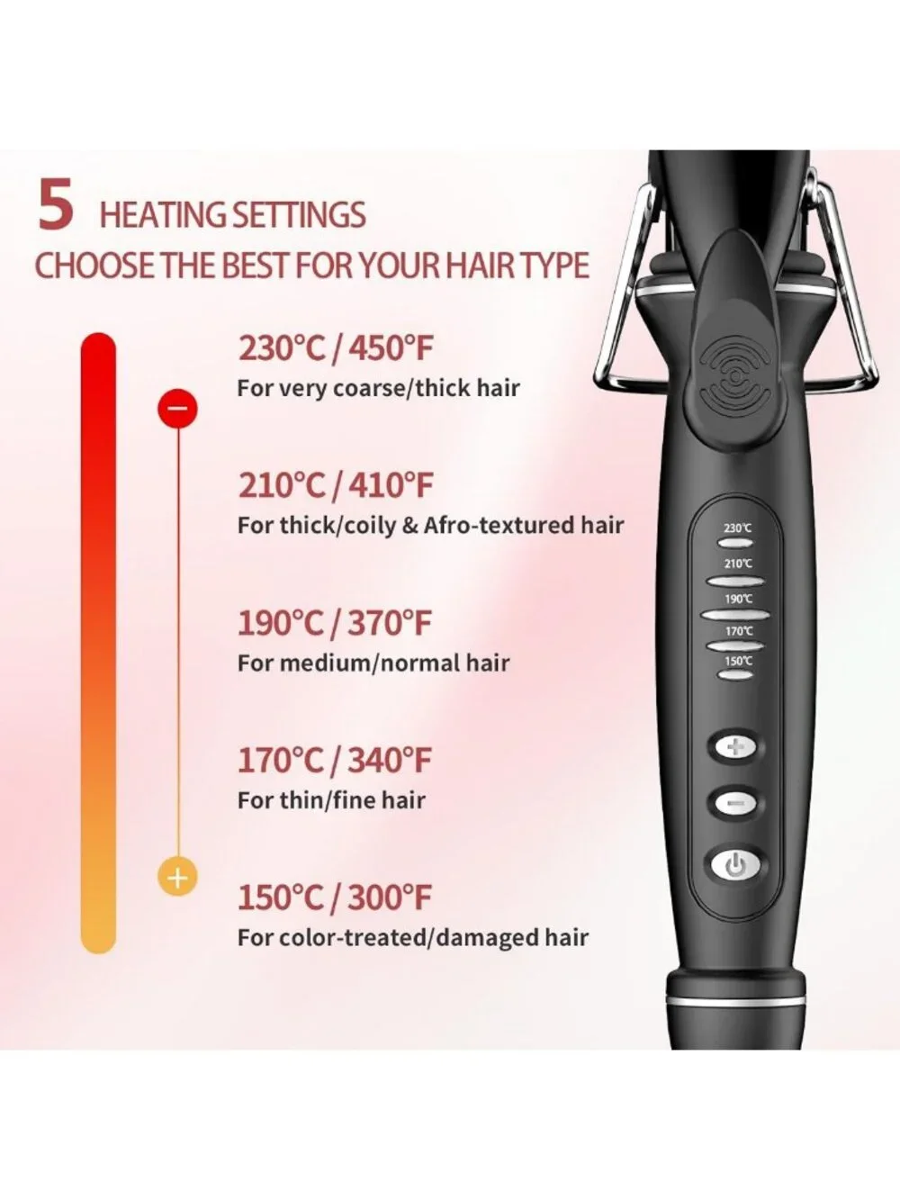 1.25 Inch Tourmaline Ceramic Curling Iron - Extra Long Barrel, Dual Voltage